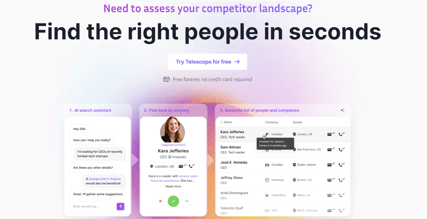 Telescope.ai：一个 AI 驱动的潜在客户发掘平台