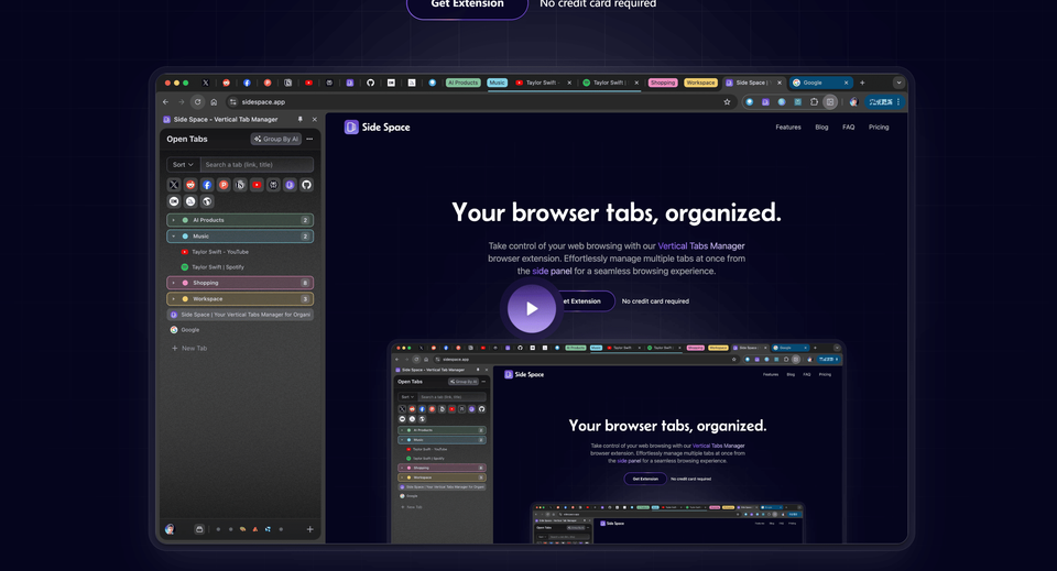 Side Space 介绍: AI 驱动的智能标签页管理器